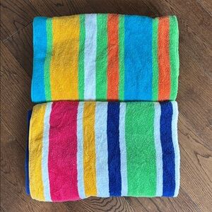 Vintage El Sol Colorful Striped Beach Towels linens n things 2 towels vacation